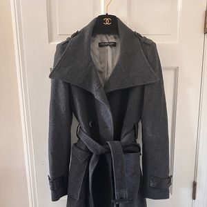 Andrew Marc Women's Charcoal Gray Wool Trench Coat